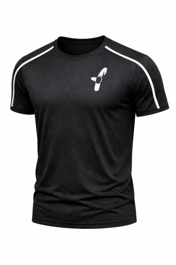 Premium Dry-Fit Athletic Gym T Shirt – Black with Color Shoulders